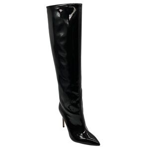 IDENTITA BLACK PATENT LEATHER HIGH HEELED TALL BOOTS